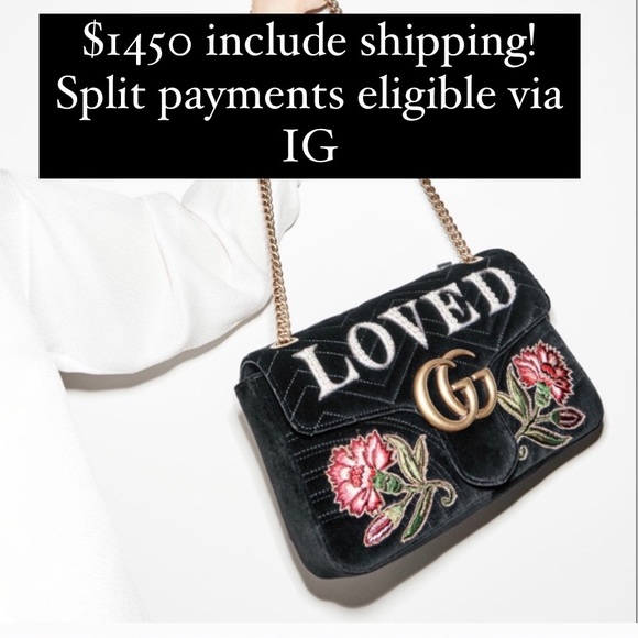 Sold Gucci Marmont Med “Loved” Black Velvet - Picture 3 of 16